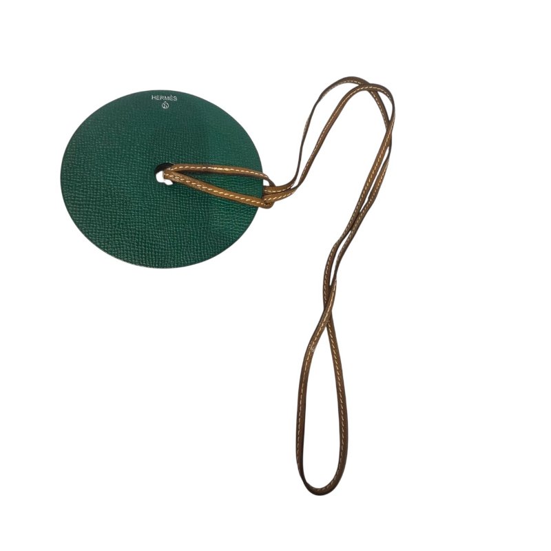 【美收精品】HERMES綠色圓圈皮革吊飾 4-541-1