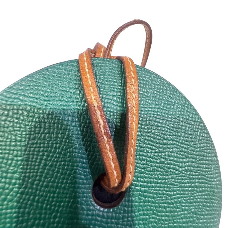 【美收精品】HERMES綠色圓圈皮革吊飾 4-541-3