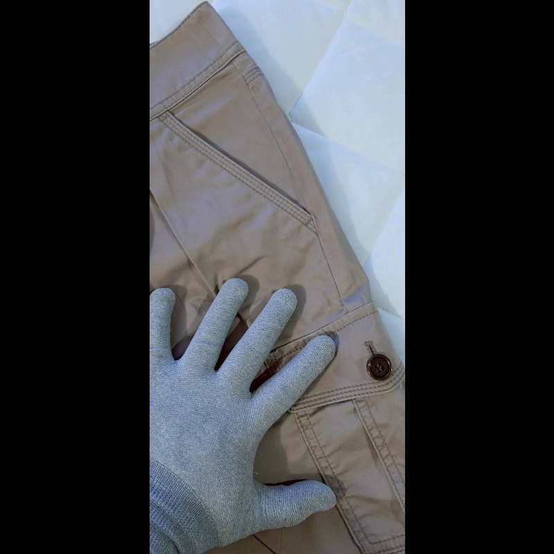 BURBERRY 博柏利 LONDON 牛皮標 女卡其多口袋彈性褲管反折八分褲38號-3