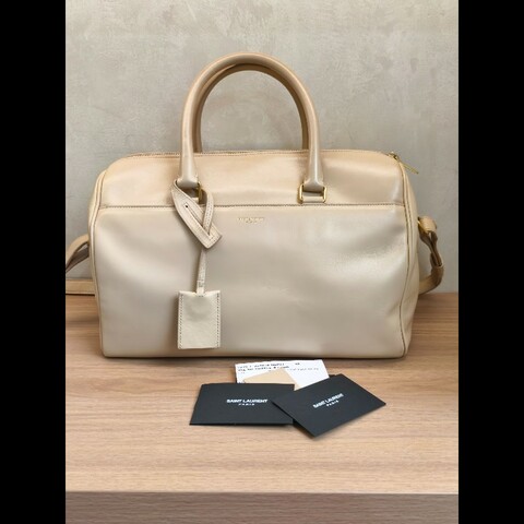 YSL 波士頓手提包 裸色 底長約31cm