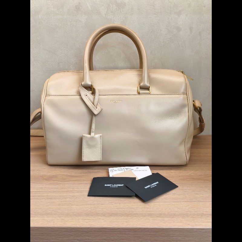YSL 波士頓手提包 裸色 底長約31cm-0