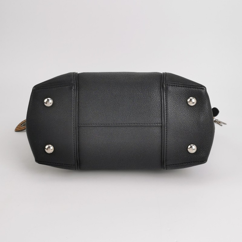 Louis Vuitton (LV) Lockit牛皮蛇皮拼色字母logo手提包-5