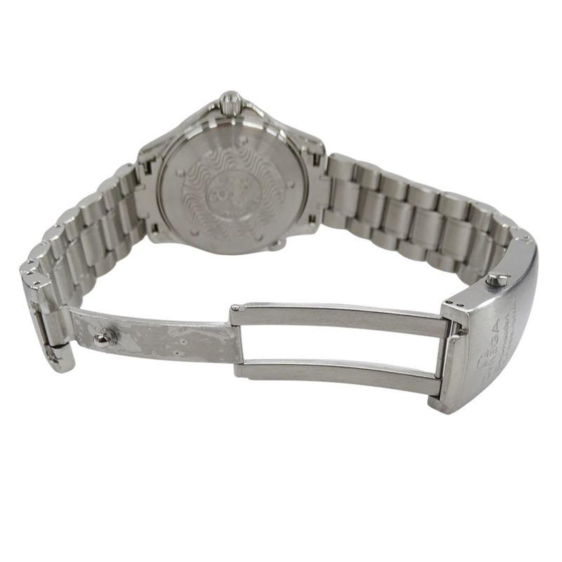 歐米茄海馬系列 2265.80 男士腕錶，品牌專業，300米防水，日期顯示，石英機芯，QZ系列，不銹鋼錶殼，銀色錶盤，藍色錶盤，拋光處理-3