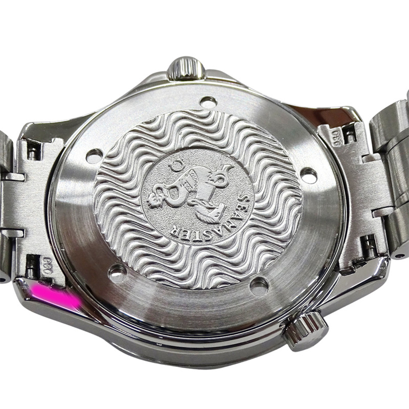 歐米茄海馬系列 2265.80 男士腕錶，品牌專業，300米防水，日期顯示，石英機芯，QZ系列，不銹鋼錶殼，銀色錶盤，藍色錶盤，拋光處理-7