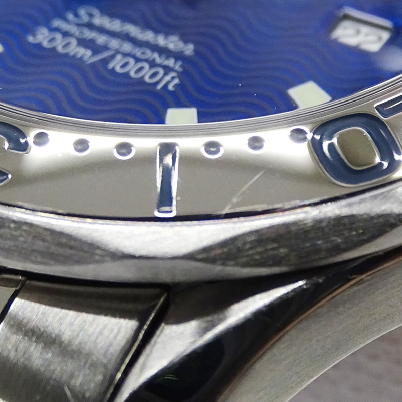 歐米茄海馬系列 2265.80 男士腕錶，品牌專業，300米防水，日期顯示，石英機芯，QZ系列，不銹鋼錶殼，銀色錶盤，藍色錶盤，拋光處理-13