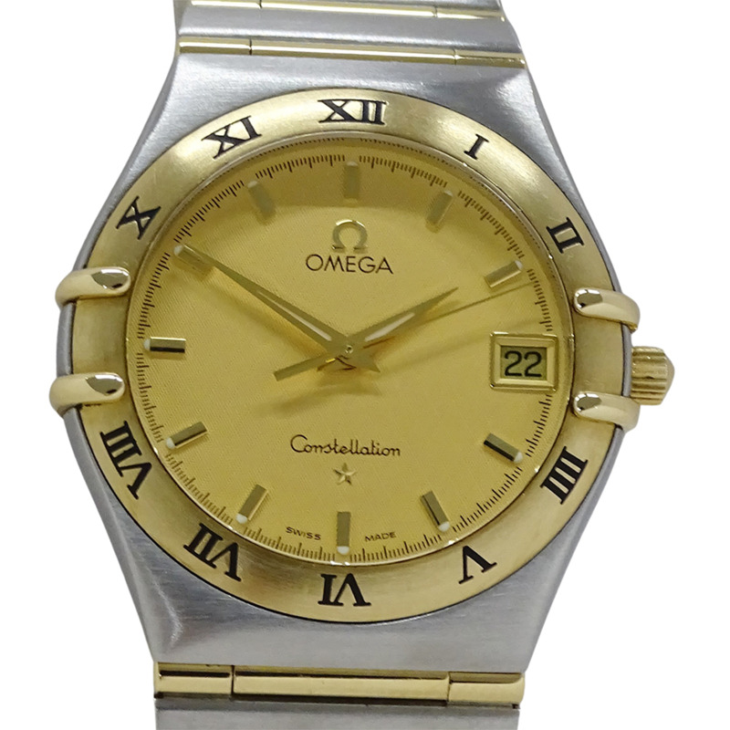 歐米茄星座系列 1212.10 男士腕錶，日期顯示，石英機芯，QZ，不鏽鋼，黃金，全金條，拋光-1