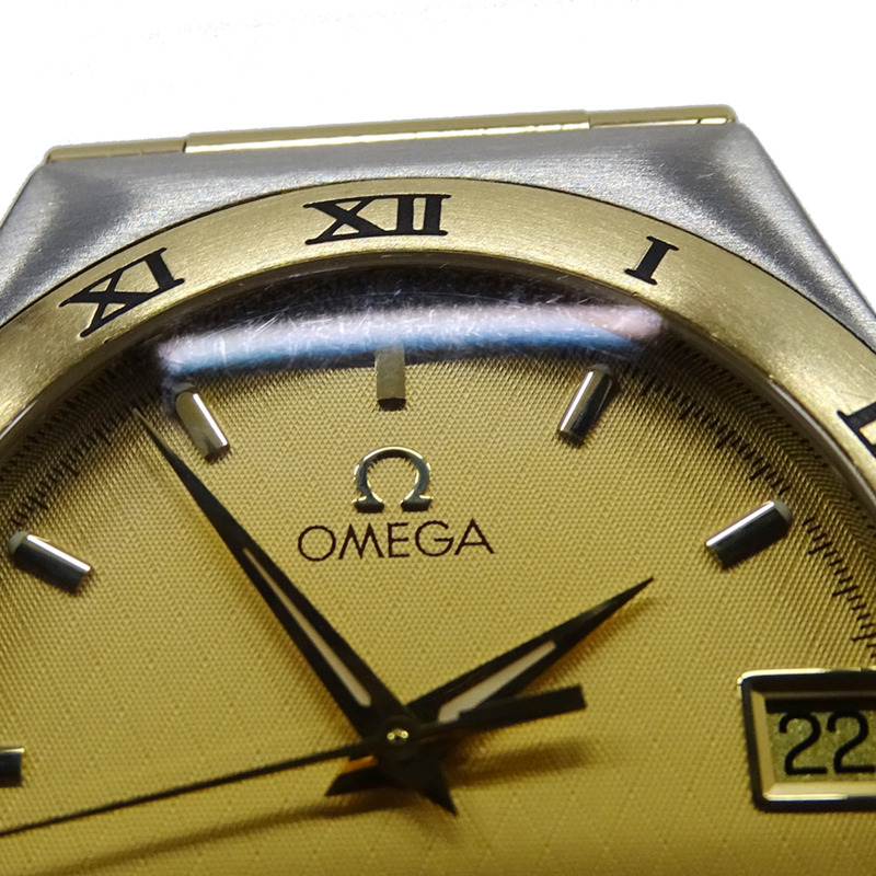 歐米茄星座系列 1212.10 男士腕錶，日期顯示，石英機芯，QZ，不鏽鋼，黃金，全金條，拋光-10