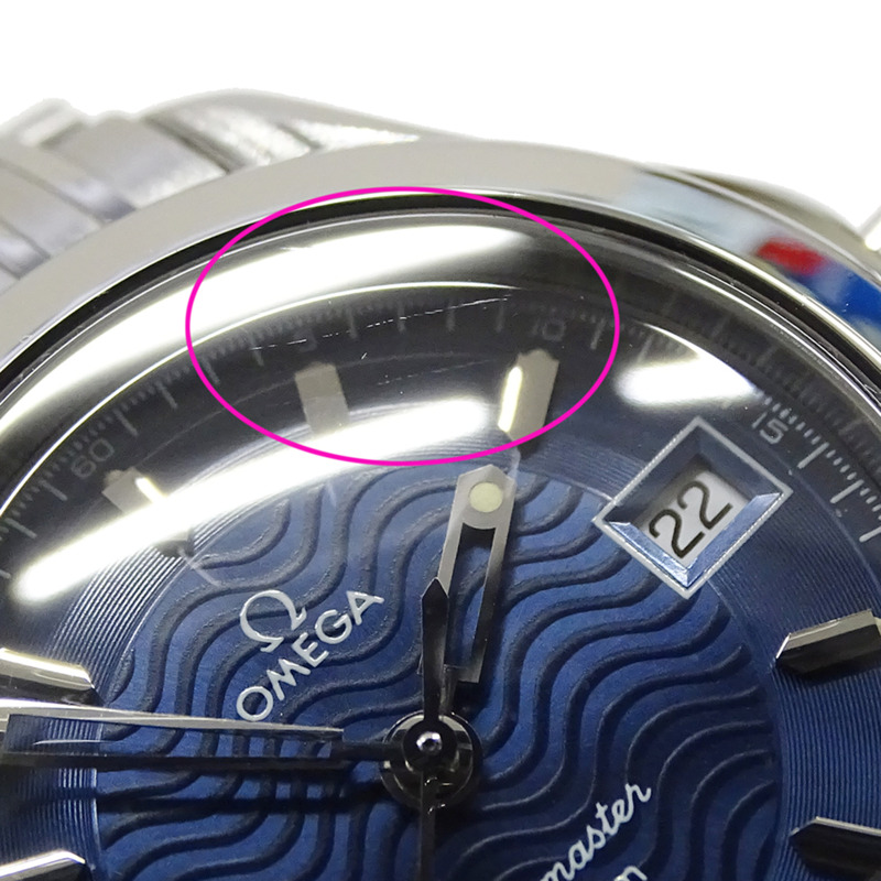 歐米茄海馬系列 2581.81 女士腕錶，120公尺防水，日期顯示，石英機芯，QZ系列，不鏽鋼錶殼，銀色，海軍藍錶盤，拋光處理-7