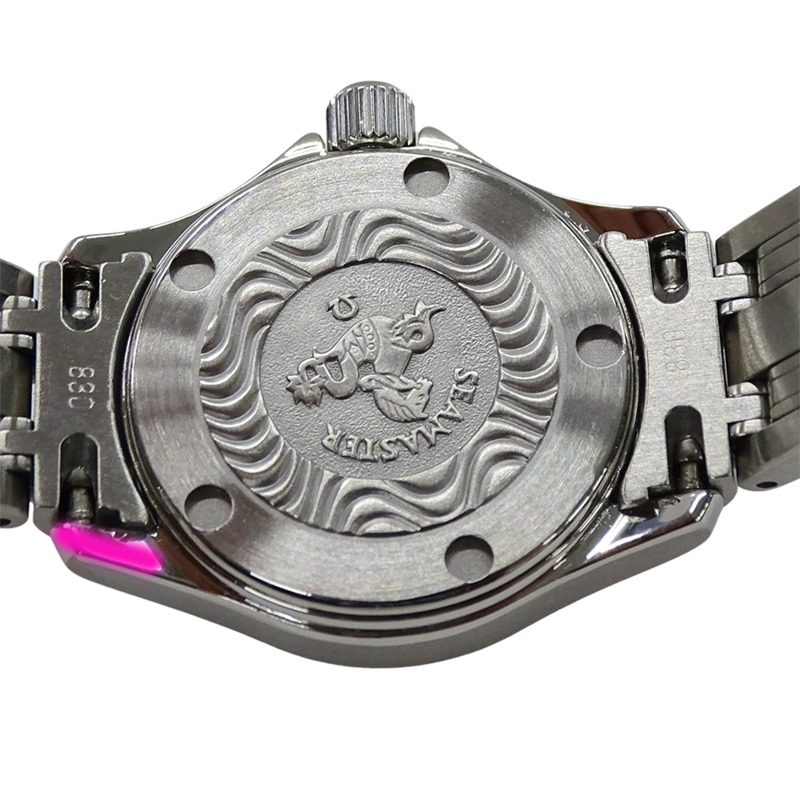 歐米茄海馬系列 2581.81 女士腕錶，120公尺防水，日期顯示，石英機芯，QZ系列，不鏽鋼錶殼，銀色，海軍藍錶盤，拋光處理-9