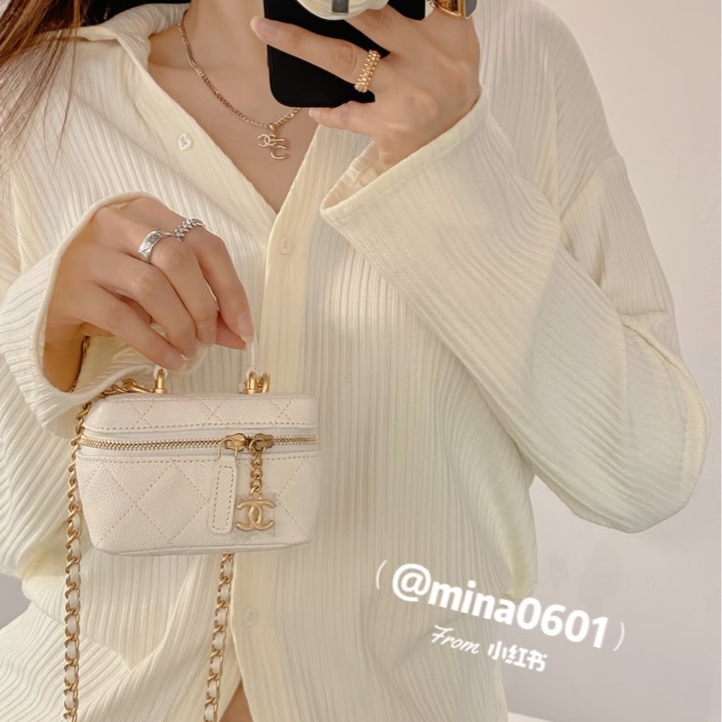 Chanel 香奈兒 vanity mini 白雪公主 化妝盒 小廢包 小盒子 口紅包 化妝包 斜背包 肩背包 手提包-11