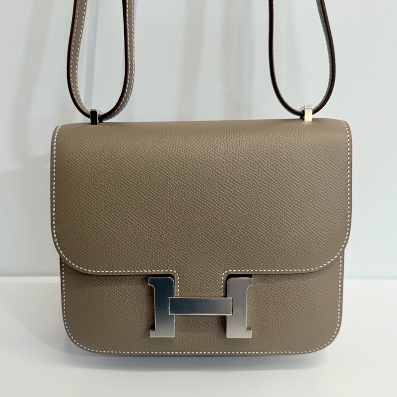 Hermes 康康19 大象灰 銀釦 U刻 Epsom皮 全新-0