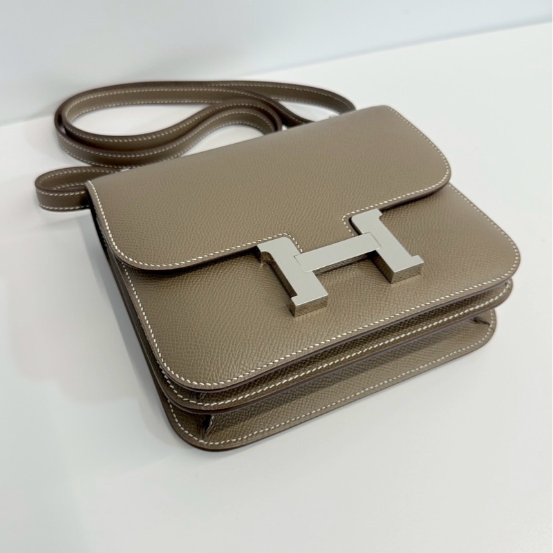 Hermes 康康19 大象灰 銀釦 U刻 Epsom皮 全新-9