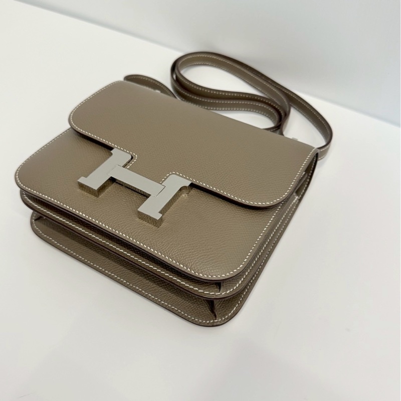 Hermes 康康19 大象灰 銀釦 U刻 Epsom皮 全新-10