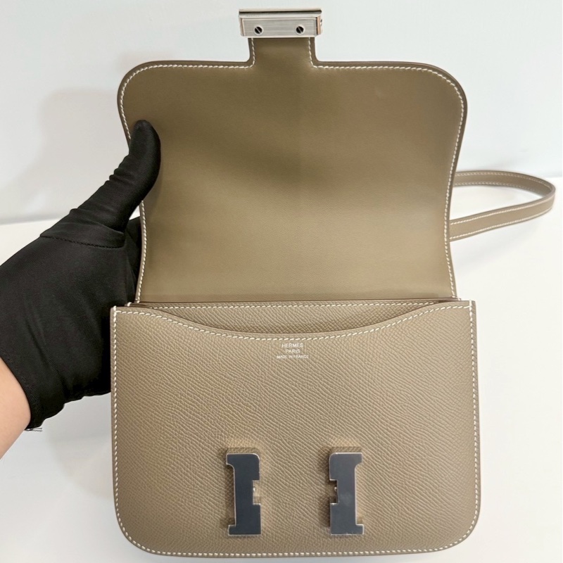 Hermes 康康19 大象灰 銀釦 U刻 Epsom皮 全新-13