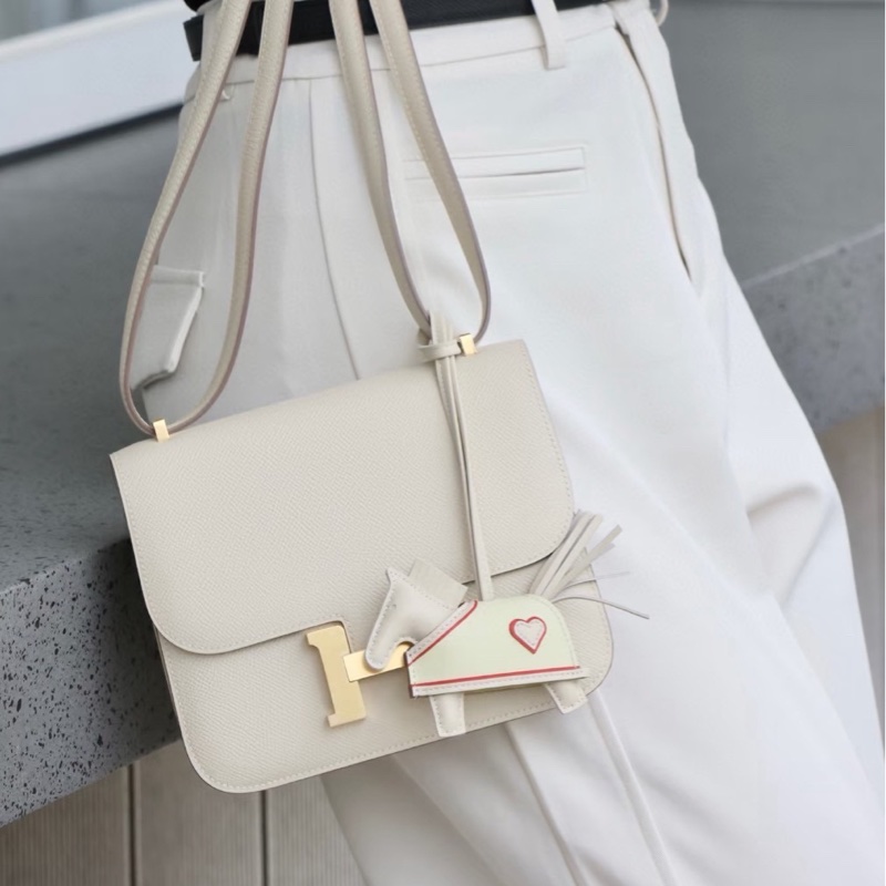 Hermes 康康19 奶昔白 金釦 W刻 Epsom皮 全新-1