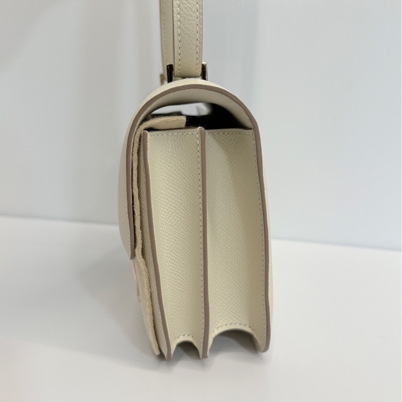 Hermes 康康19 奶昔白 金釦 W刻 Epsom皮 全新-5