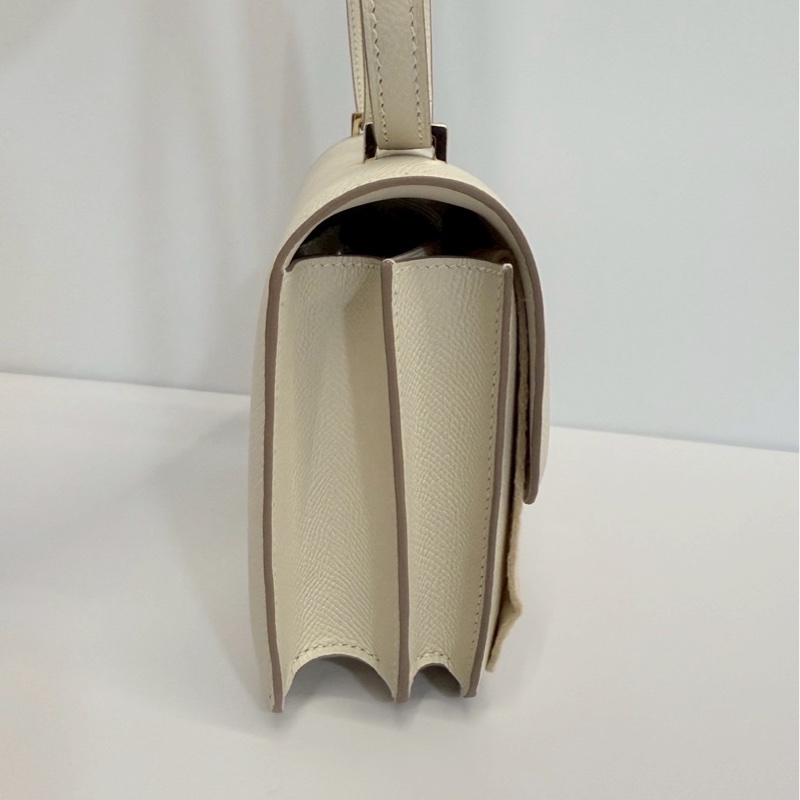 Hermes 康康19 奶昔白 金釦 W刻 Epsom皮 全新-6