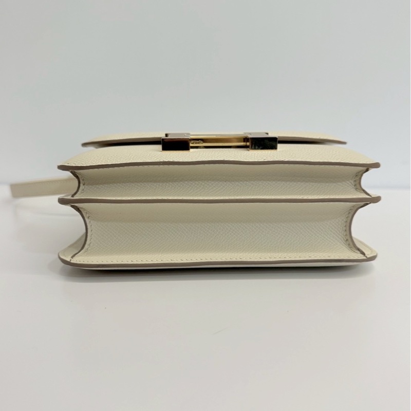 Hermes 康康19 奶昔白 金釦 W刻 Epsom皮 全新-7