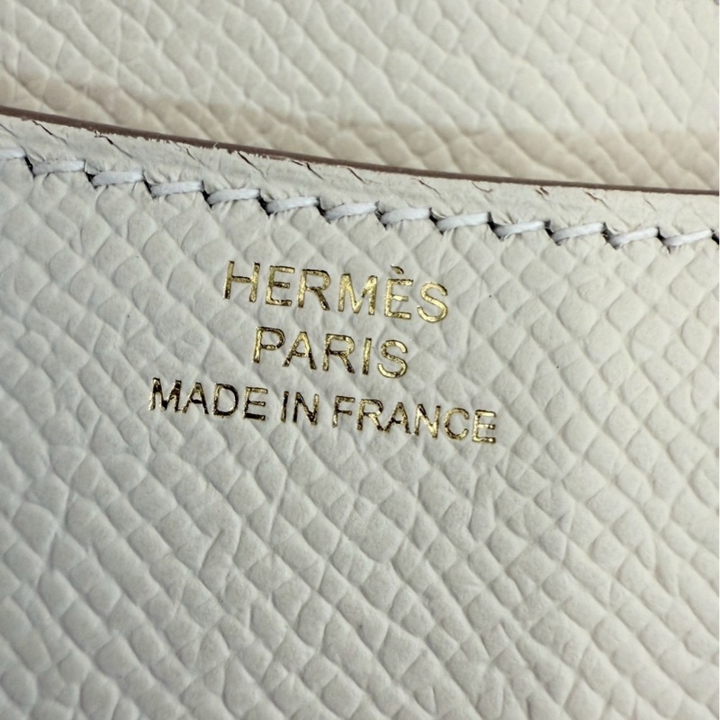 Hermes 康康19 奶昔白 金釦 W刻 Epsom皮 全新-16