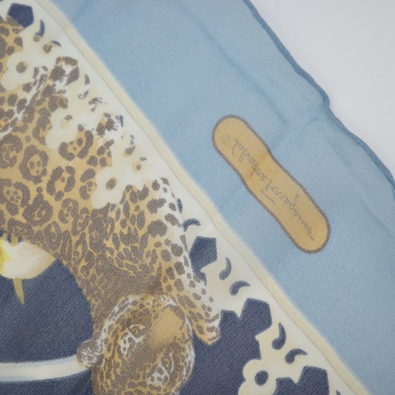 Ferragamo 海軍藍  動物紋 100%絲綢 圍巾-2