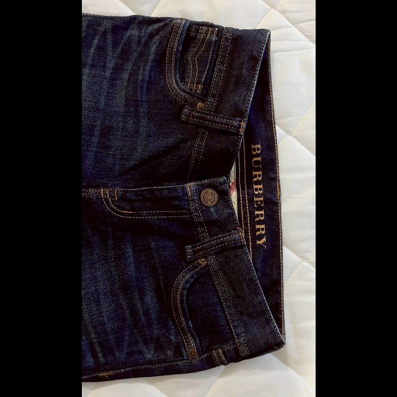 BURBERRY 博柏利 LONDON 鐵牌標 女深藍彈性牛仔長褲36號-2