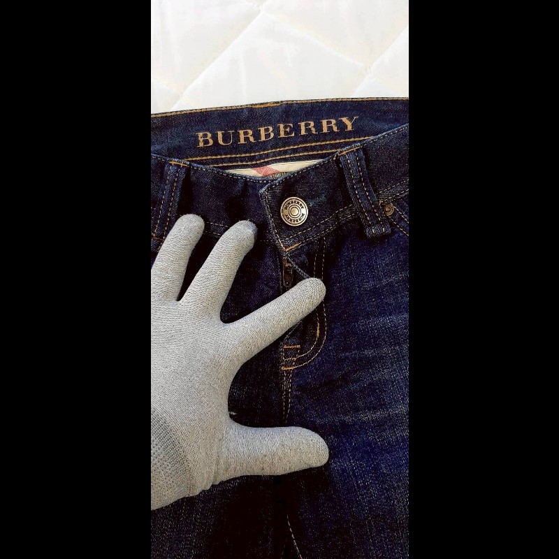 BURBERRY 博柏利 LONDON 鐵牌標 女深藍彈性牛仔長褲36號-6