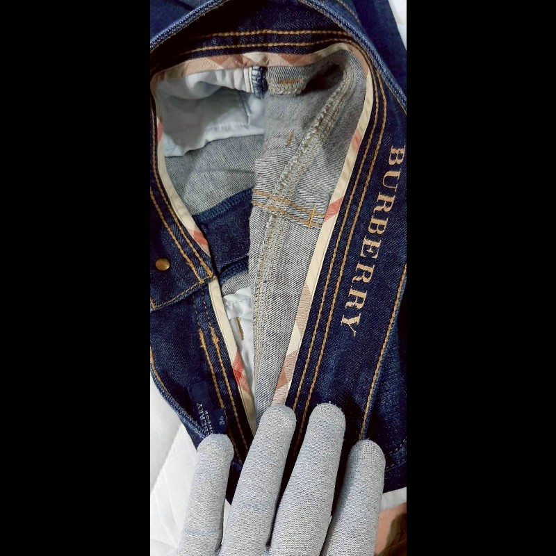 BURBERRY 博柏利 LONDON 鐵牌標 女深藍彈性牛仔長褲36號-7