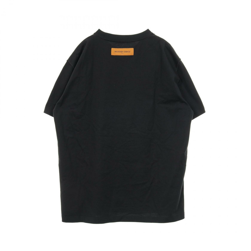 路易威登 (LOUIS VUITTON) 黑色純棉T卹，男士XL碼，內裡朝外印有LV壓紋logo，二手。-1