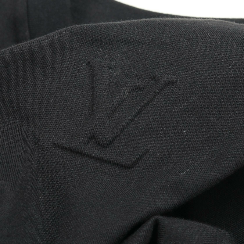 路易威登 (LOUIS VUITTON) 黑色純棉T卹，男士XL碼，內裡朝外印有LV壓紋logo，二手。-7