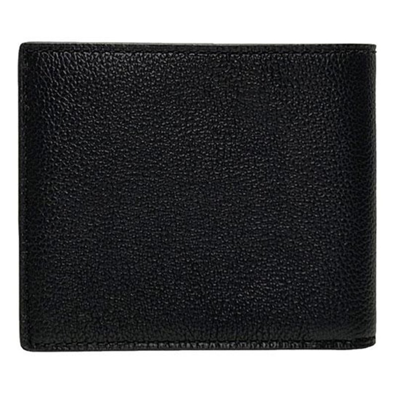 【COACH】素面荔枝紋皮革短夾-黑色-1