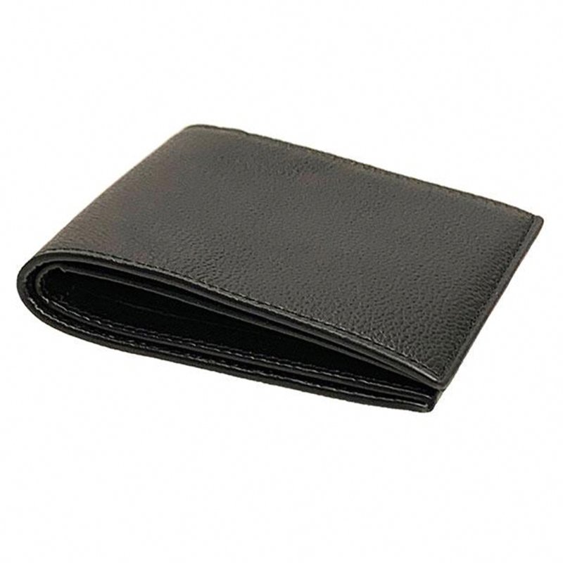 【COACH】素面荔枝紋皮革短夾-黑色-2