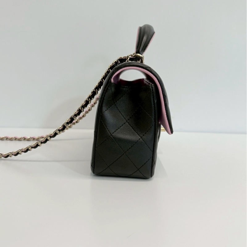 Chanel CF20 mini handle 黑拼粉 晶片款-3