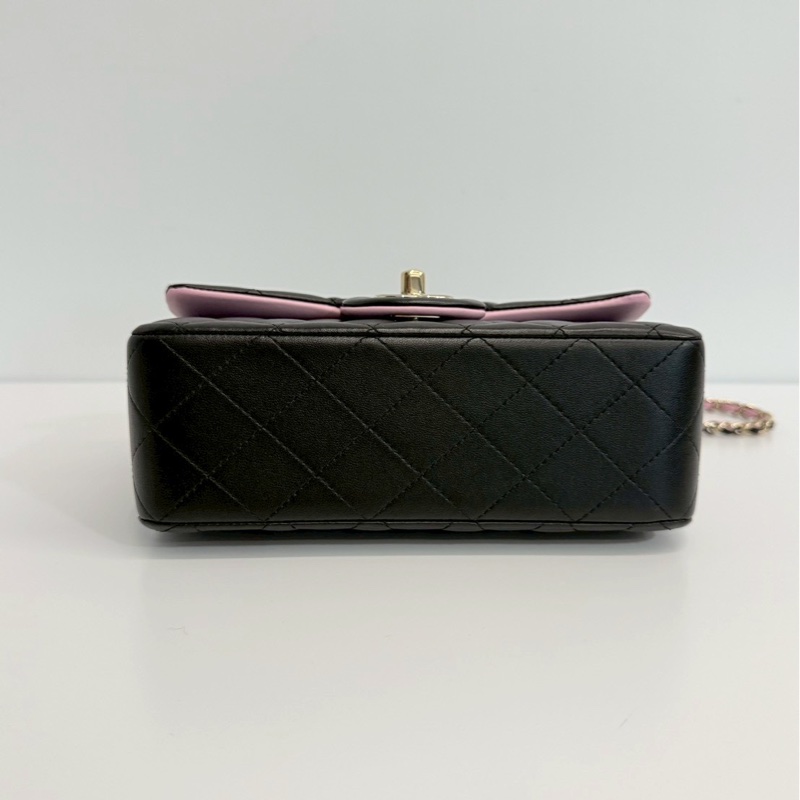 Chanel CF20 mini handle 黑拼粉 晶片款-4