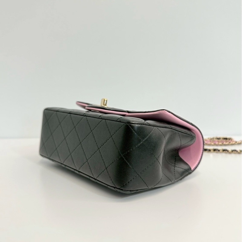 Chanel CF20 mini handle 黑拼粉 晶片款-6