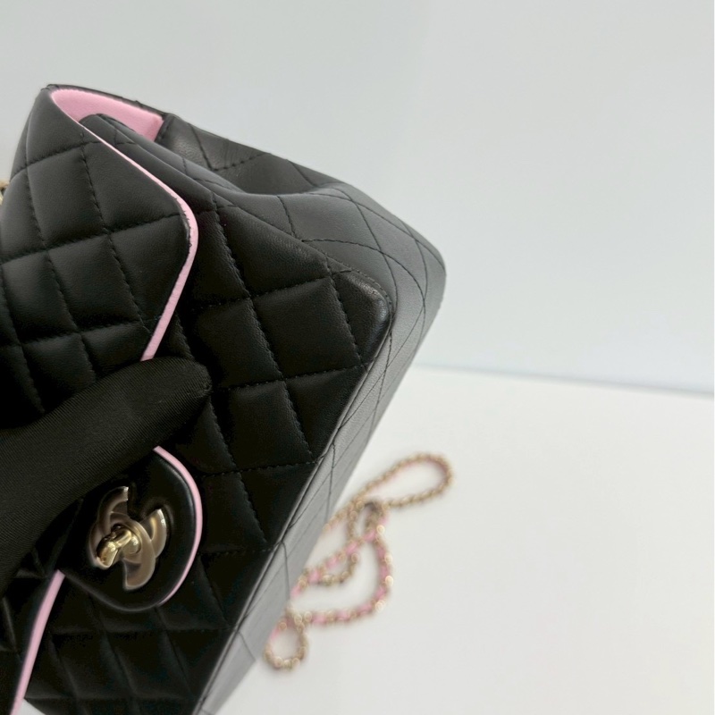 Chanel CF20 mini handle 黑拼粉 晶片款-7