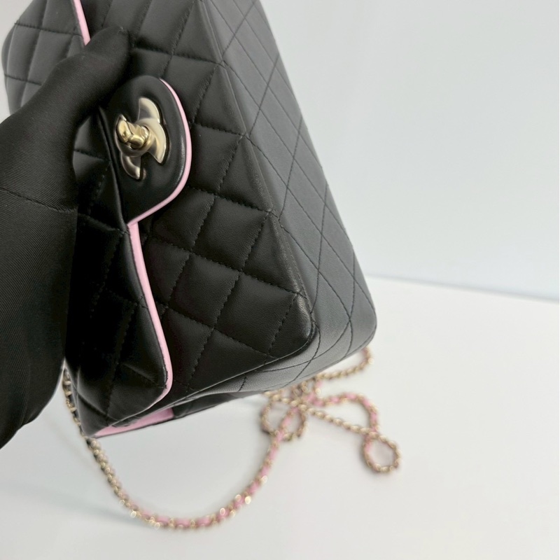 Chanel CF20 mini handle 黑拼粉 晶片款-8