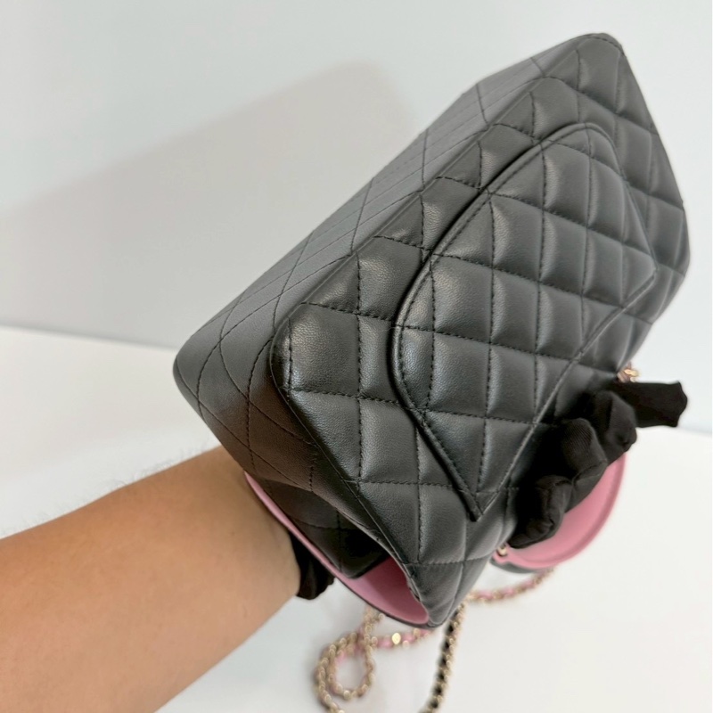 Chanel CF20 mini handle 黑拼粉 晶片款-9