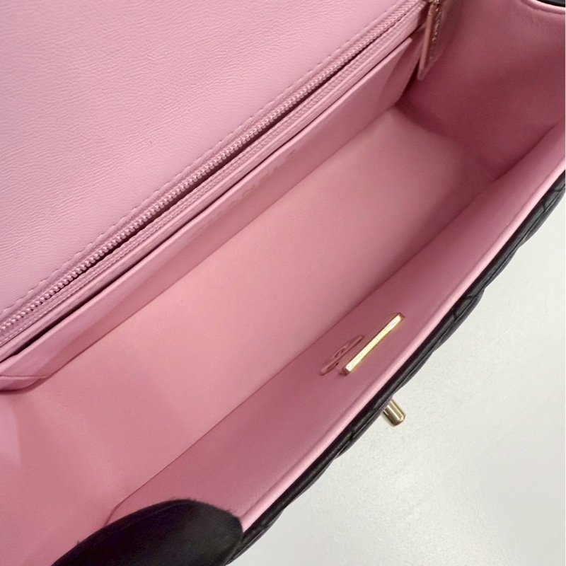 Chanel CF20 mini handle 黑拼粉 晶片款-12