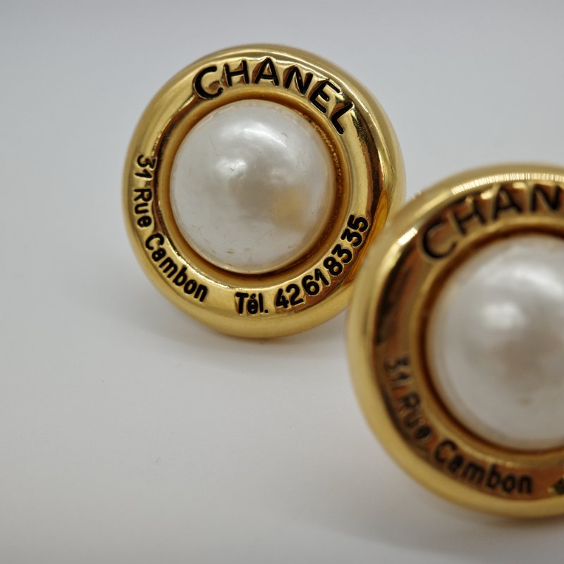 Chanel 香奈兒 金色 刻印 logo 復古 耳夾-4