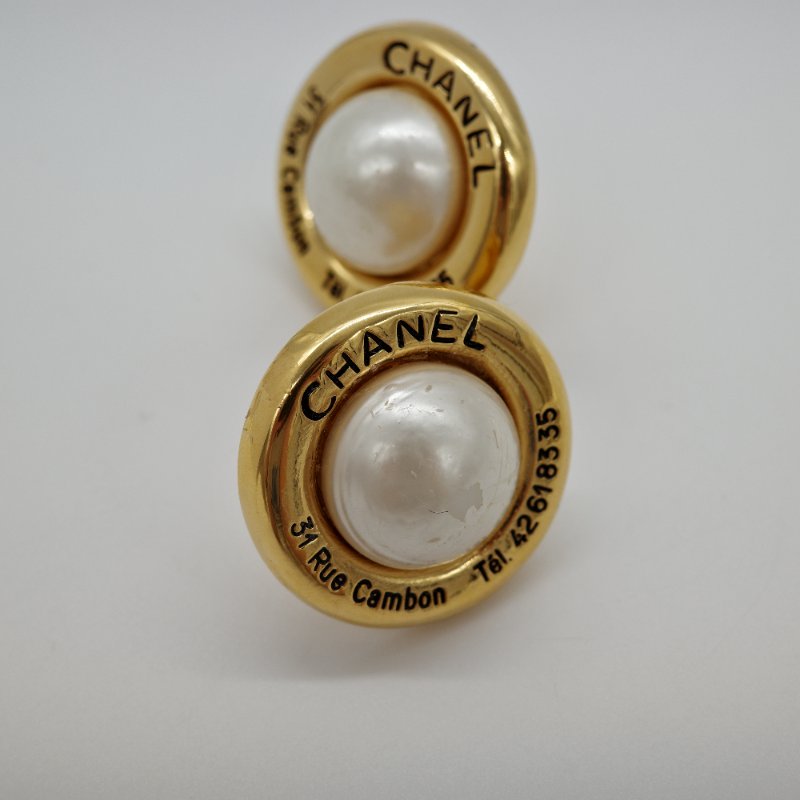 Chanel 香奈兒 金色 刻印 logo 復古 耳夾-2
