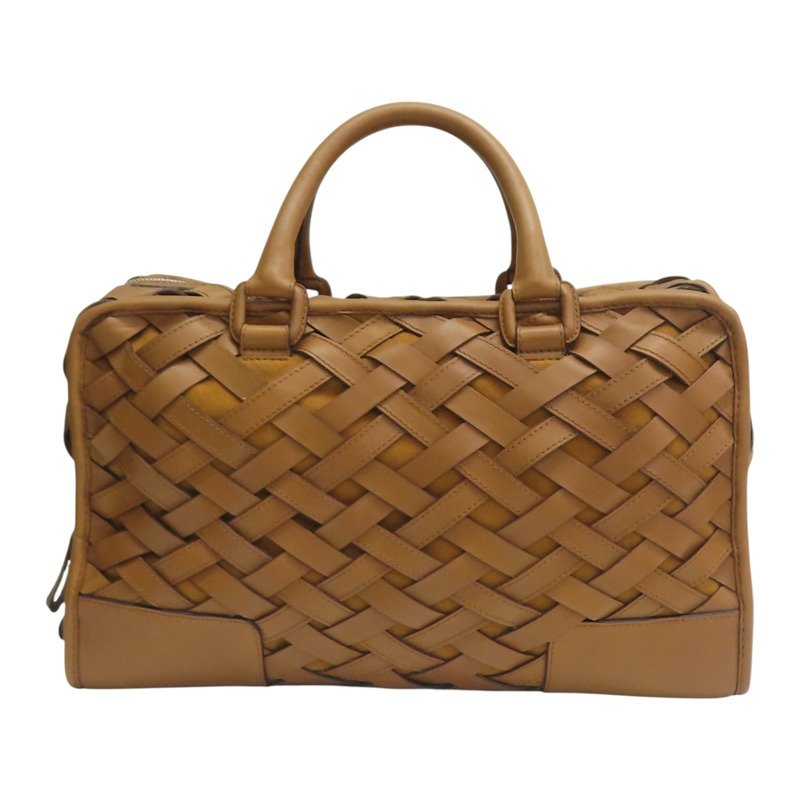 棕色 編織牛皮 Amazona 36 手提包【LOEWE 羅威】-1