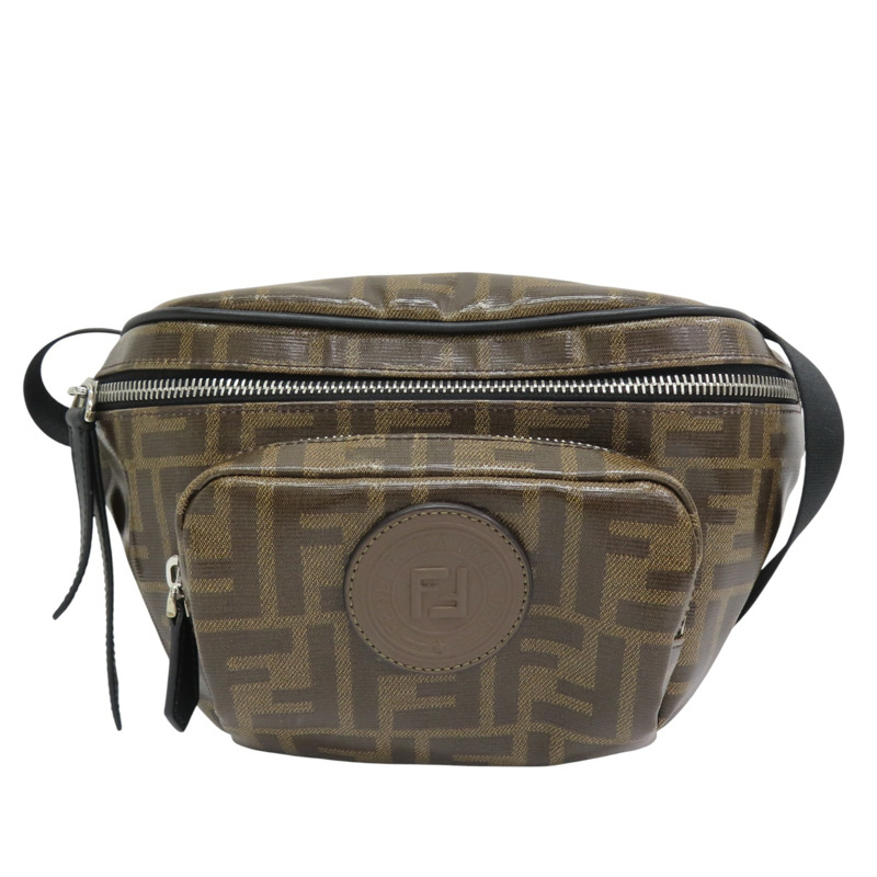 棕色 PVC塗層帆布 腰包【FENDI 芬迪】 7VA446-0