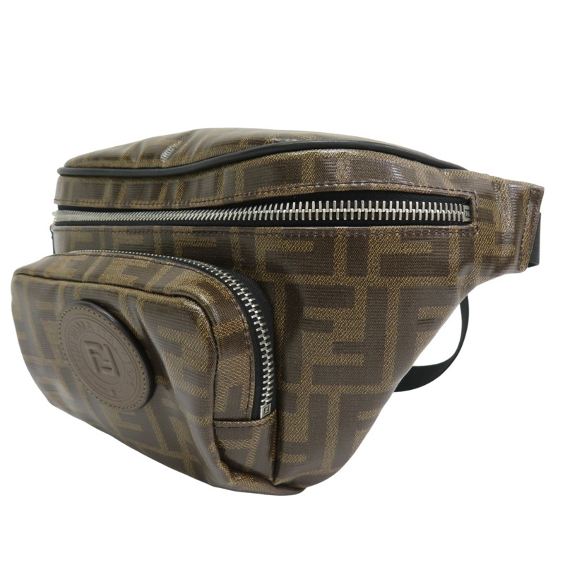 棕色 PVC塗層帆布 腰包【FENDI 芬迪】 7VA446-2