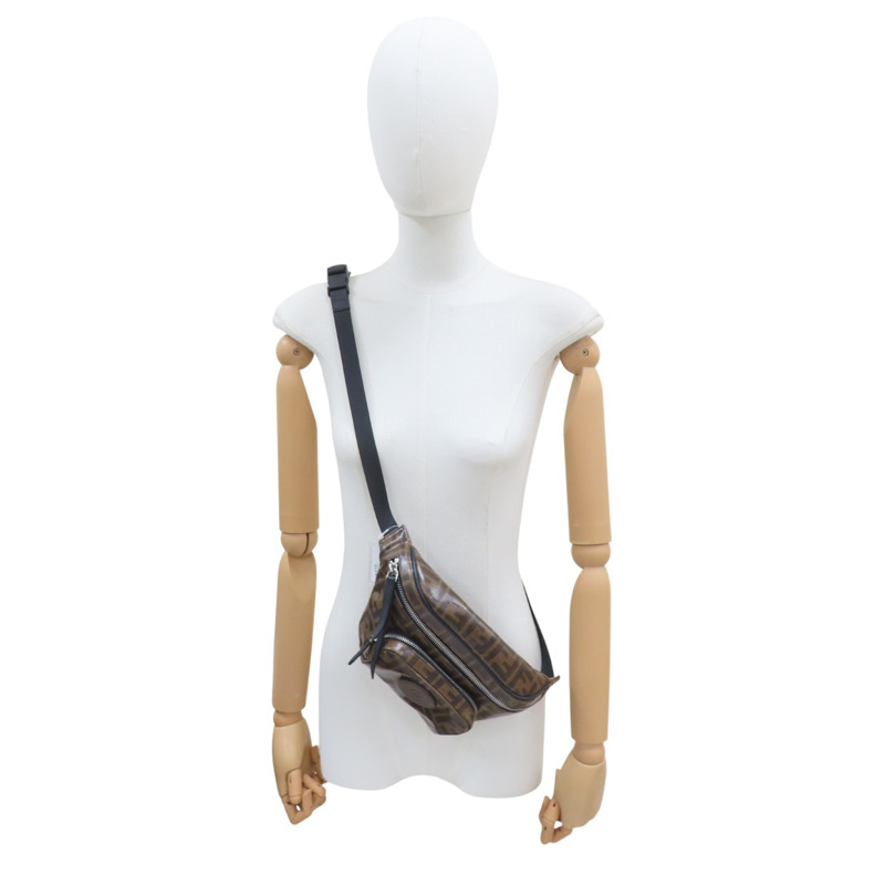 棕色 PVC塗層帆布 腰包【FENDI 芬迪】 7VA446-7