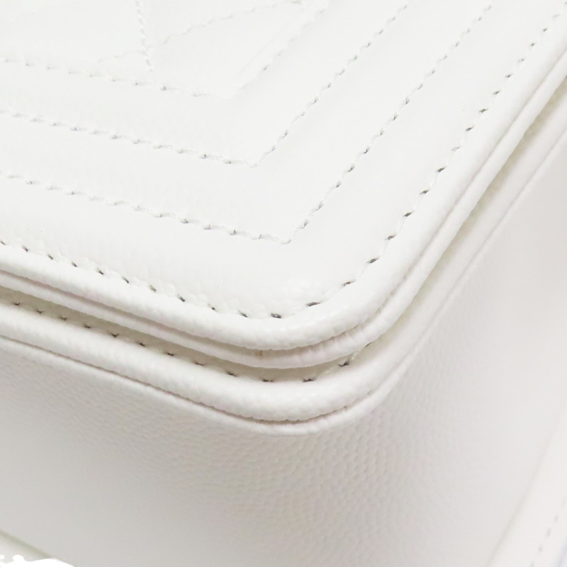 白色 菱格紋 荔枝紋 牛皮 Boy25 鏈帶肩背包 金釦【CHANEL 香奈兒】 A67086-9