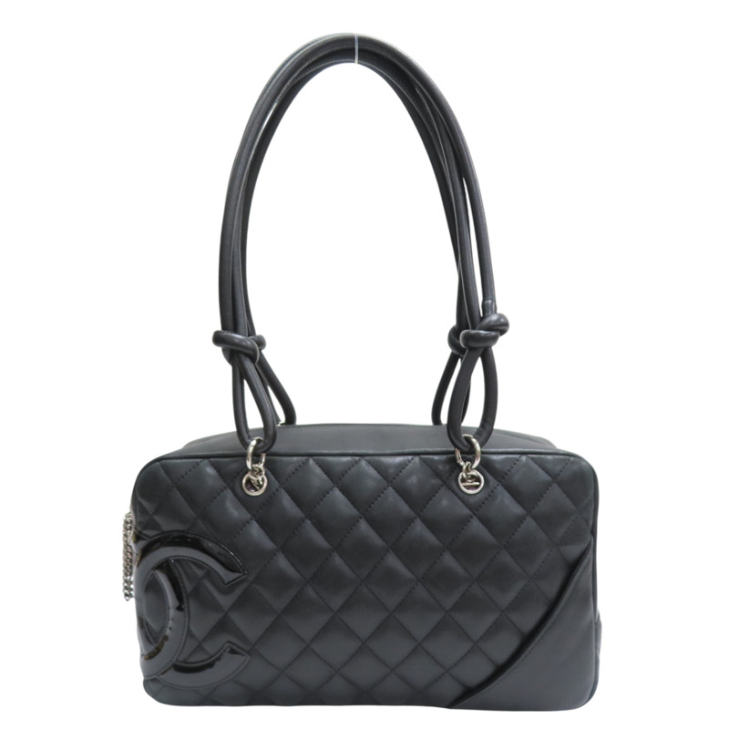 黑色 菱格紋 荔枝牛皮 Cambon Shoulder 肩背包【CHANEL 香奈兒】 A25171-0