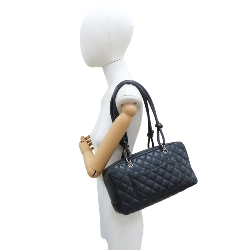黑色 菱格紋 荔枝牛皮 Cambon Shoulder 肩背包【CHANEL 香奈兒】 A25171-8