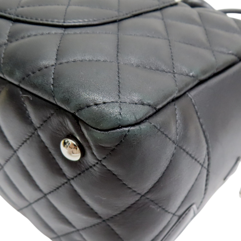 黑色 菱格紋 荔枝牛皮 Cambon Shoulder 肩背包【CHANEL 香奈兒】 A25171-12