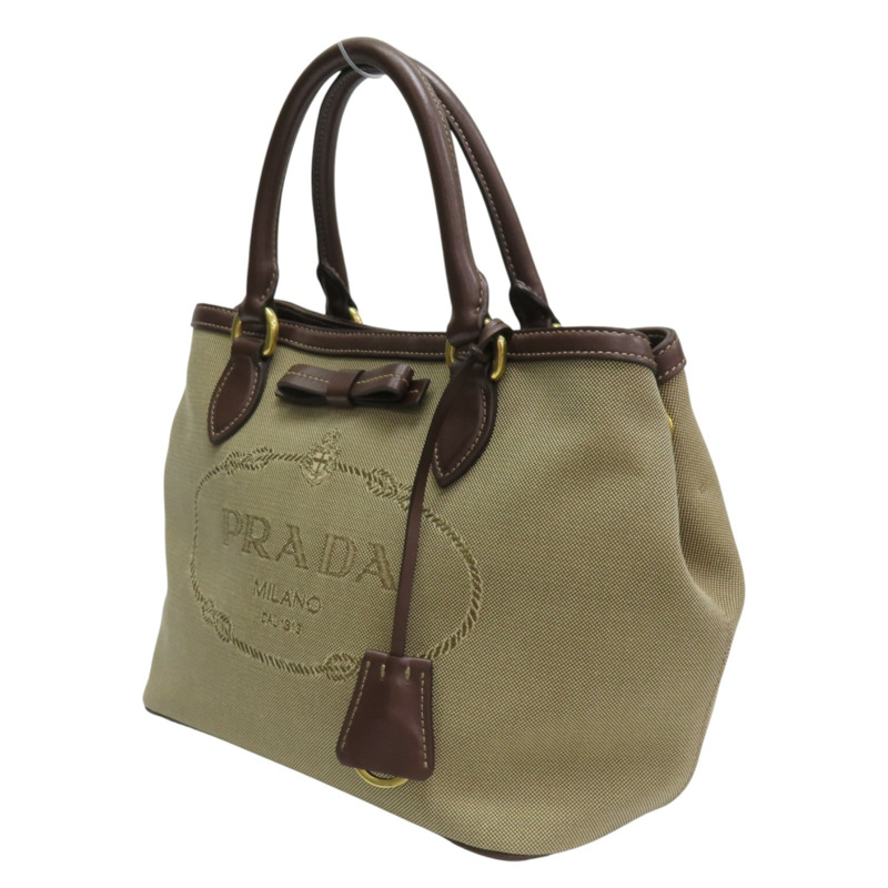 棕色 Jacquard 帆布 兩用包【PRADA 普拉達】 1BA172-2