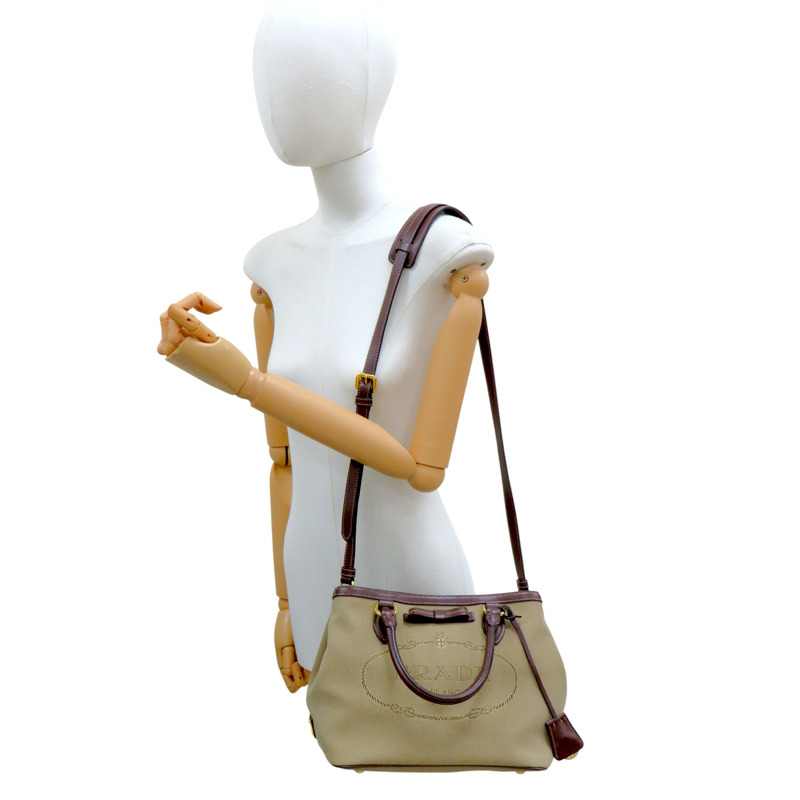 棕色 Jacquard 帆布 兩用包【PRADA 普拉達】 1BA172-9